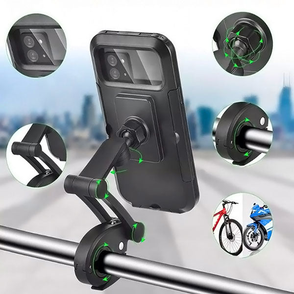 Suporte de Telemóvel Impermeável para Bicicleta | Fixação Magnética e Rotação 360°